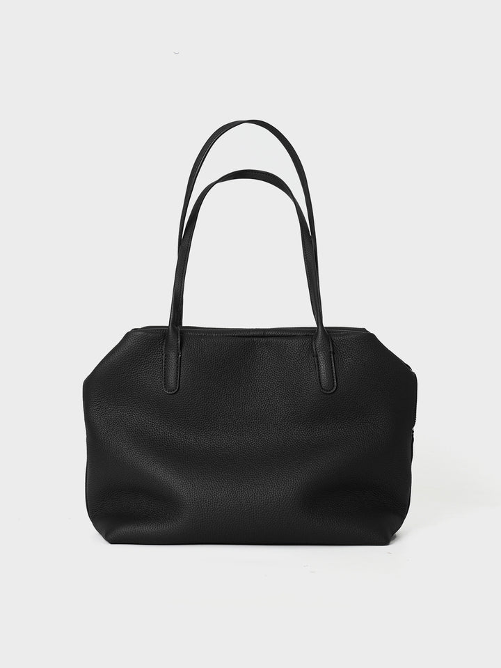 Pebbled Leather City Tote with Extended Shoulder Handles