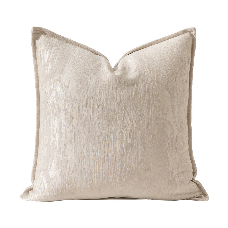 Square decorative cushion with structured Jacquard surface and piped seam