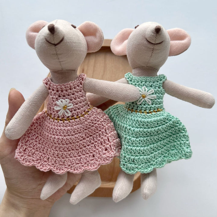 Hand-stitched Linen Mouse Doll
