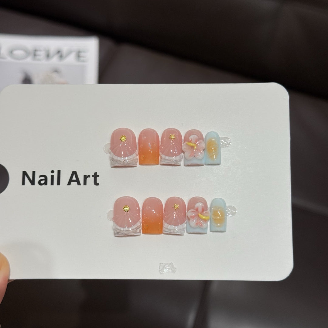 Premium Floral Press-On Nail Art Set