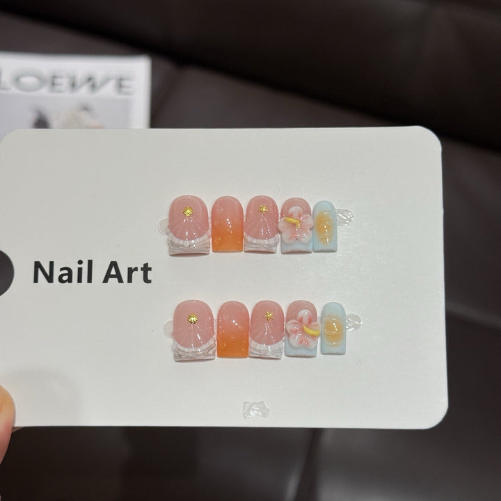Premium Floral Press-On Nail Art Set