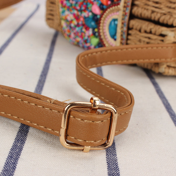 Fashionable straw shoulder bag with unique decor Stornfield