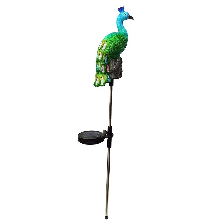 Ornamental Solar-Powered Peacock Garden Stake Lights With LED Resin Sculpture And Waterproof Stainless Steel Stake Stornfield