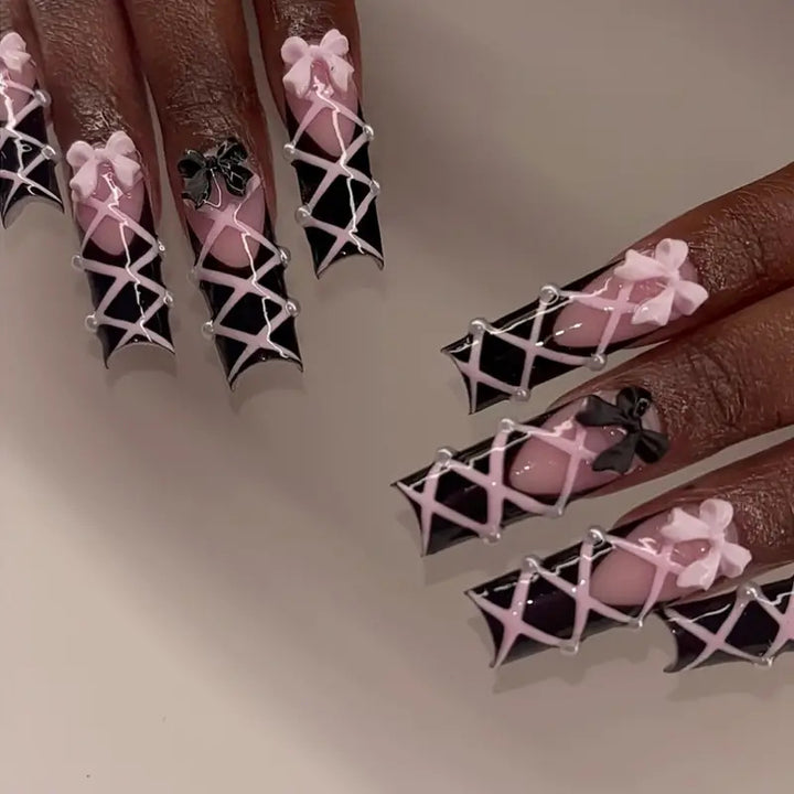 Artistic Bow-Embellished Press-On Nails Stornfield