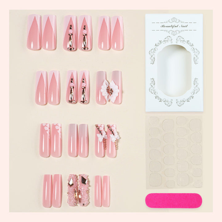 Decorative Artificial Nail Set with Floral and Gem Accents Stornfield