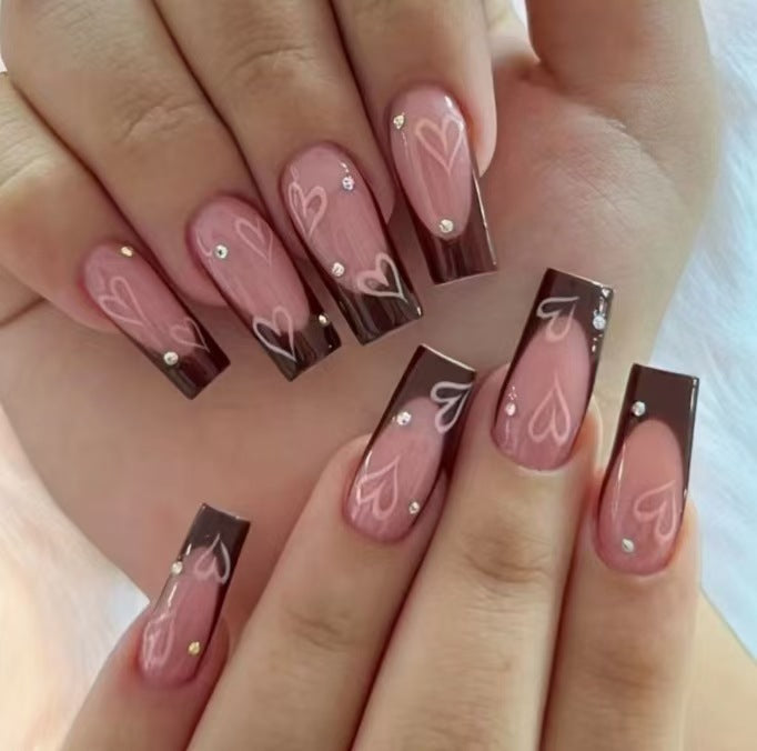 Decorative Press-On Nail Set with Heart Design Stornfield