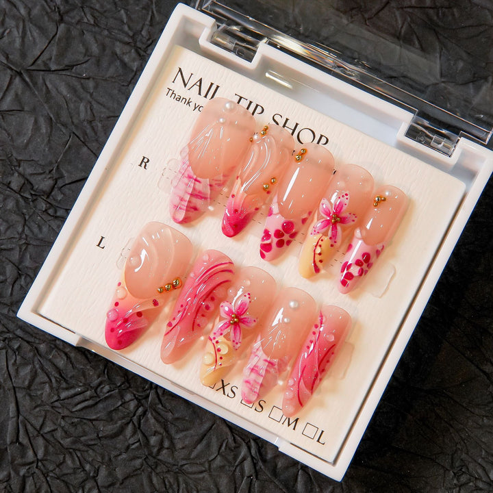 Artistic Floral Press-On Nails