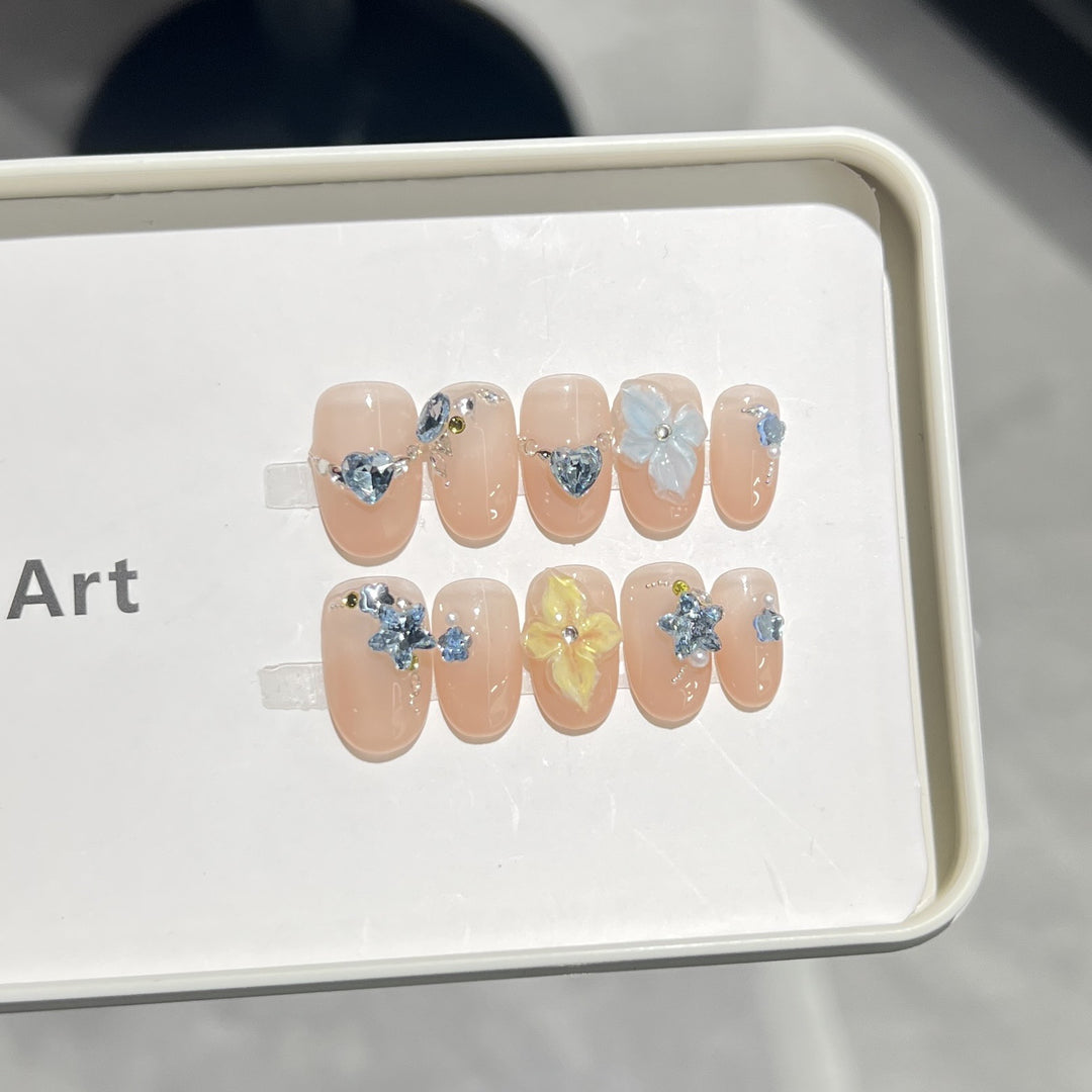 Artistic Floral Press-On Nail Tips Stornfield