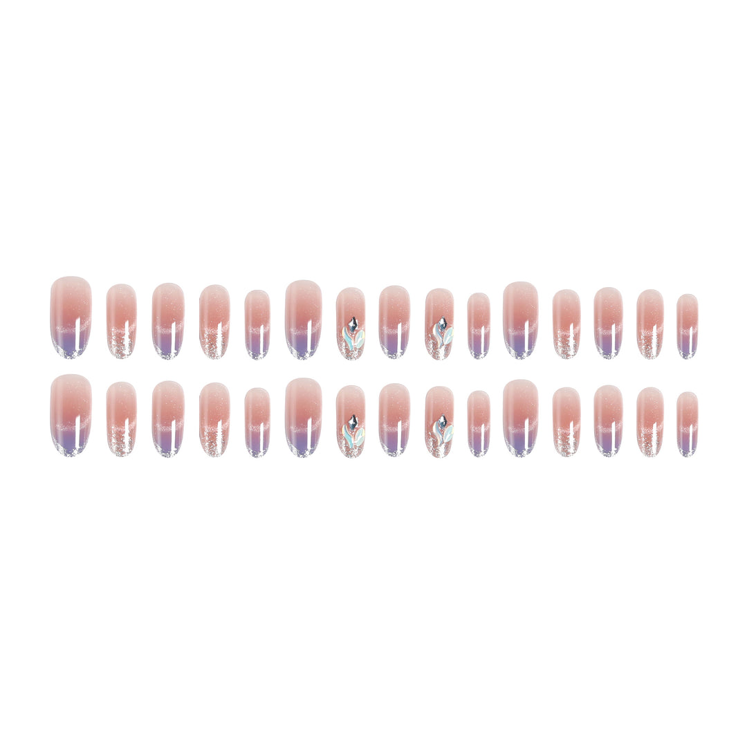 Acrylic nail set with elegant glitter effect and beautified embellishments Stornfield