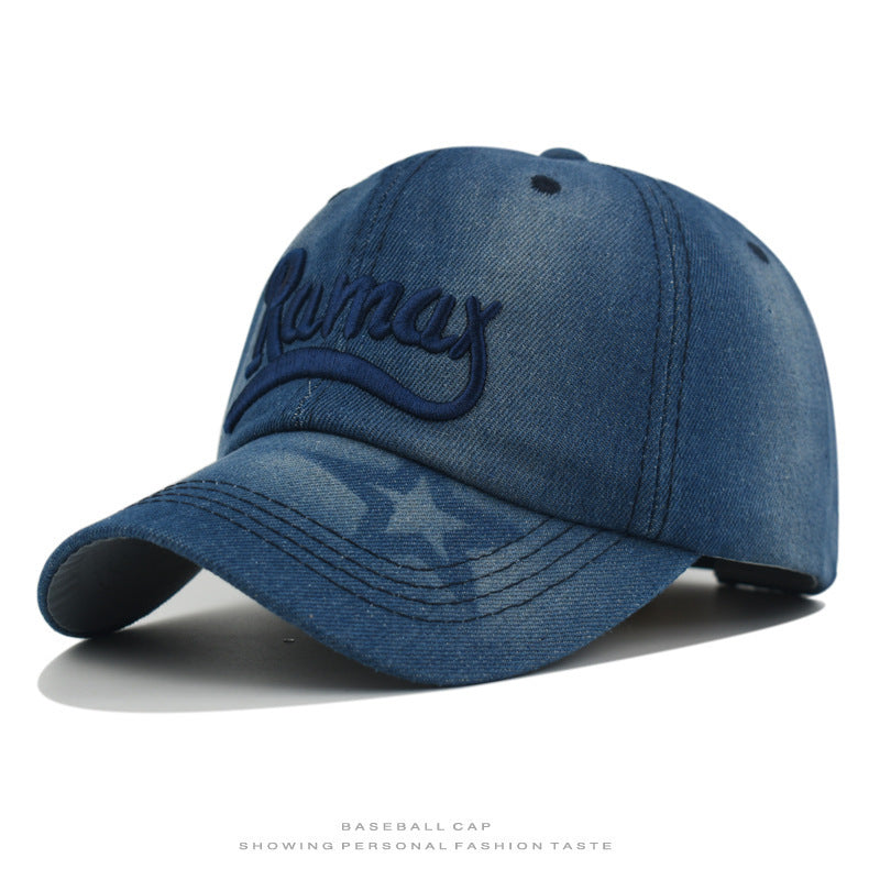 Men's Distressed Denim Embroidered Baseball Cap Stornfield