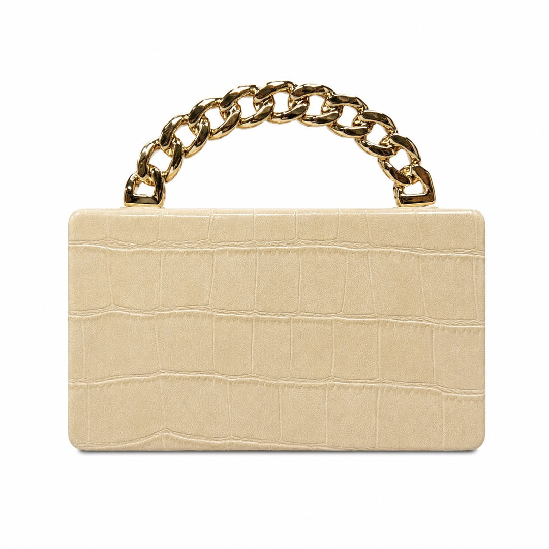 Structured Python-Embossed Handbag