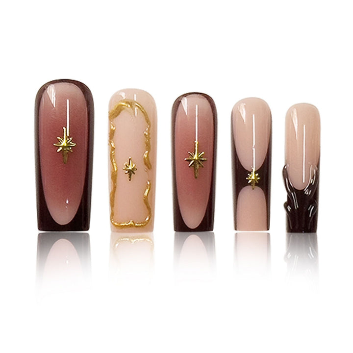 Artistic Sculpted Press-On Nails with Gold Accents Stornfield