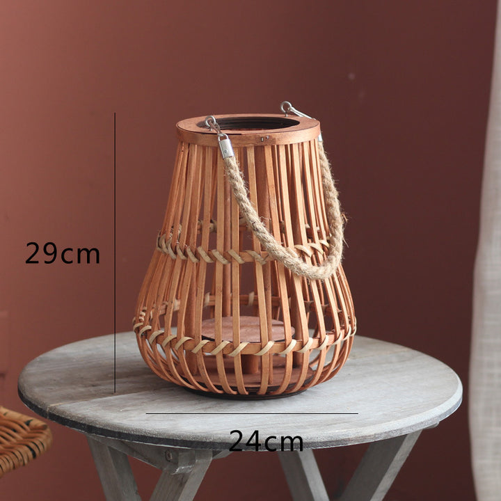 Handcrafted lantern made of wood and wicker Stornfield
