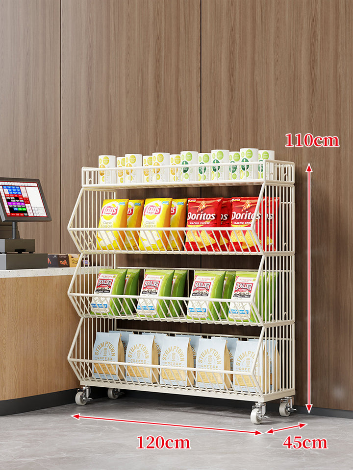 Three-Tier Mobile Wire Basket Organizer Cart