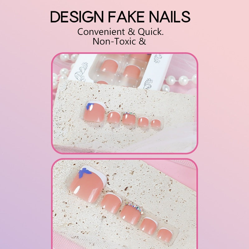 Artificial nail set for feet with elegant floral accents Stornfield