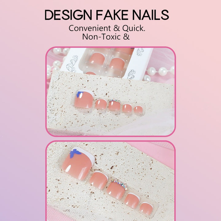 Artificial nail set for feet with elegant floral accents Stornfield