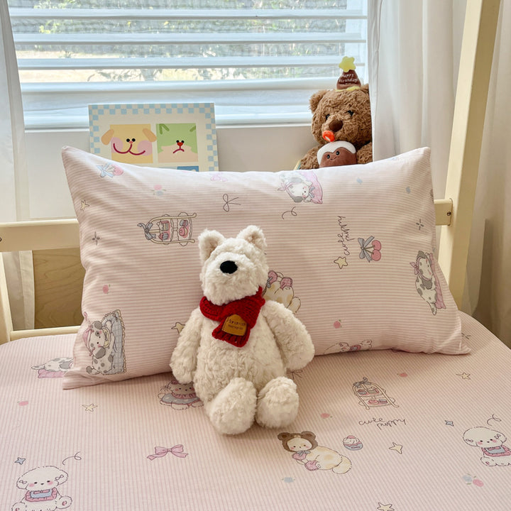 Floral Cotton Sateen Bedding Set with Quilted Duvet Pillow and Memory Foam Topper