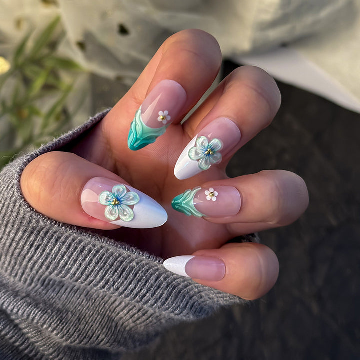 Floral-Embellished Press-On Nail Set Stornfield