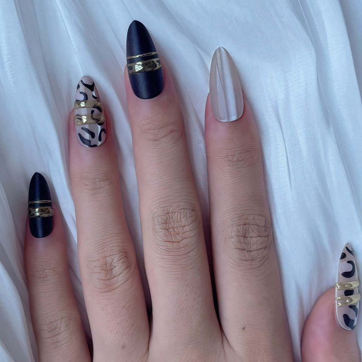 Artistic Press-On Nail Set with Contemporary Patterns Stornfield