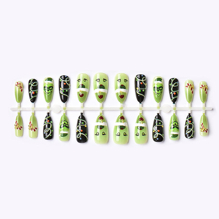 Whimsical Holiday-Themed Press-On Nail Art Set