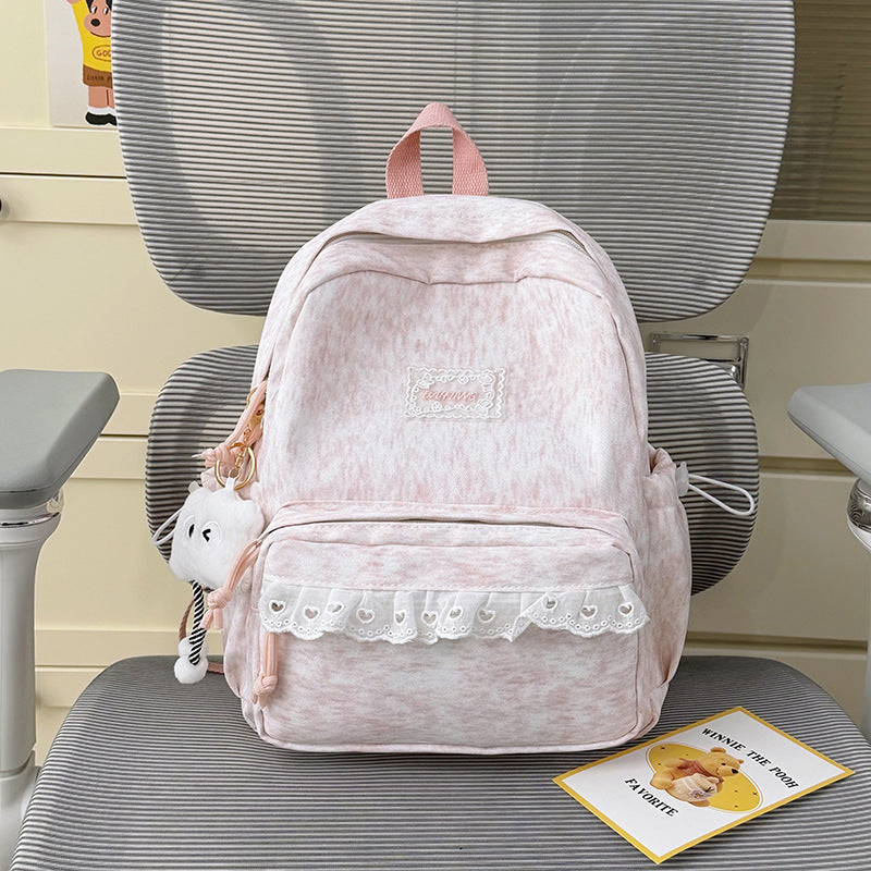 Stylish Backpack with Decorative Lace Trim Stornfield