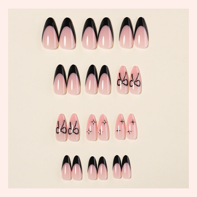 Elegant Press-On Nail Set with Artistic Bow Designs Stornfield