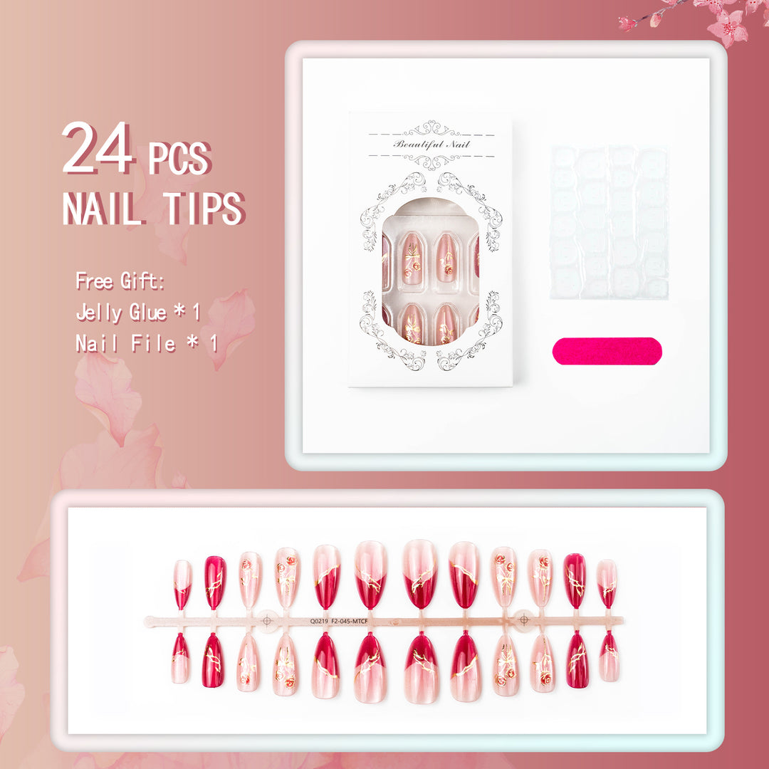 Elegant Floral Press-On Nail Art Kit