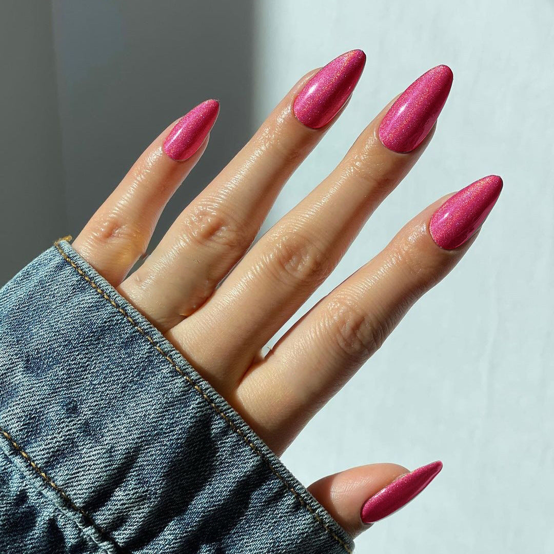 Glossy Press-On Nail Set with Iridescent Shine Stornfield
