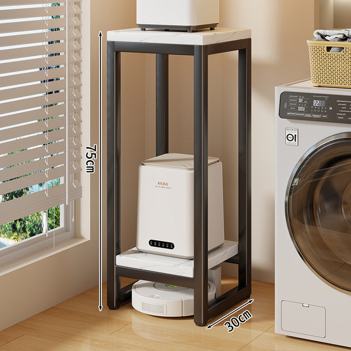 Narrow Two-Tier Metal Appliance Stand with Faux Marble Shelves