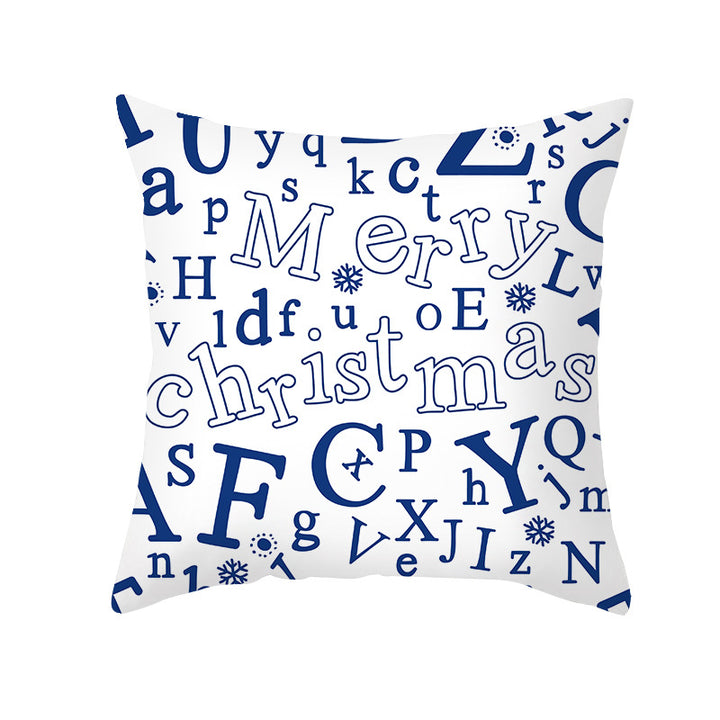 Festive Santa Silhouette Square Cushion Cover with Snowflake Border and Concealed Zipper