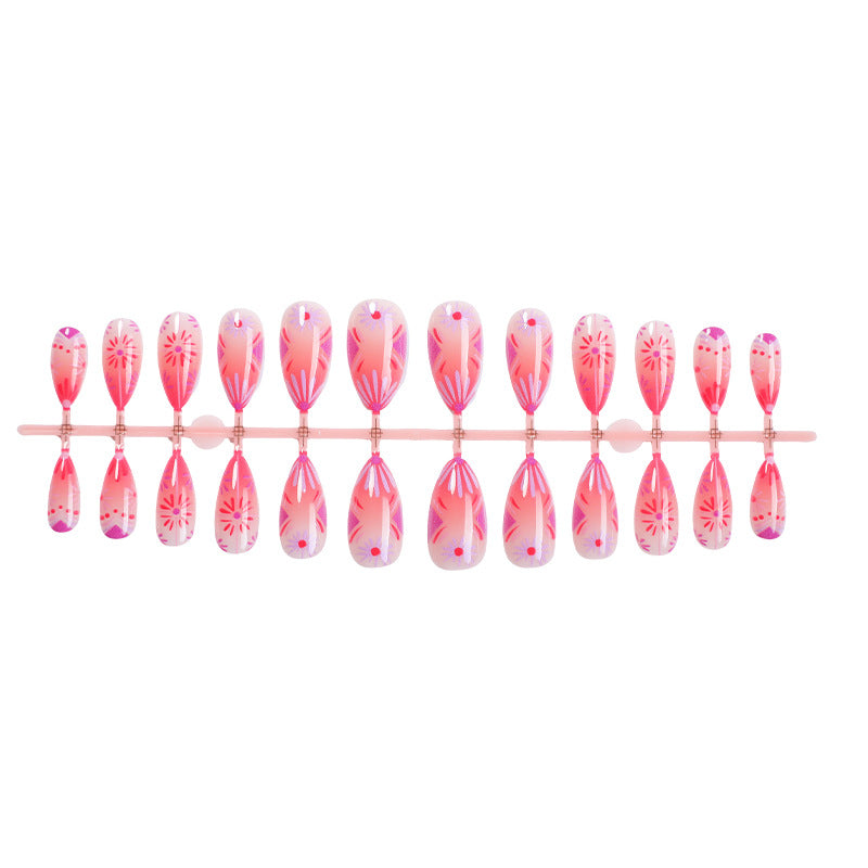 Artistic Press-On Nail Set with Floral and Geometric Patterns Stornfield