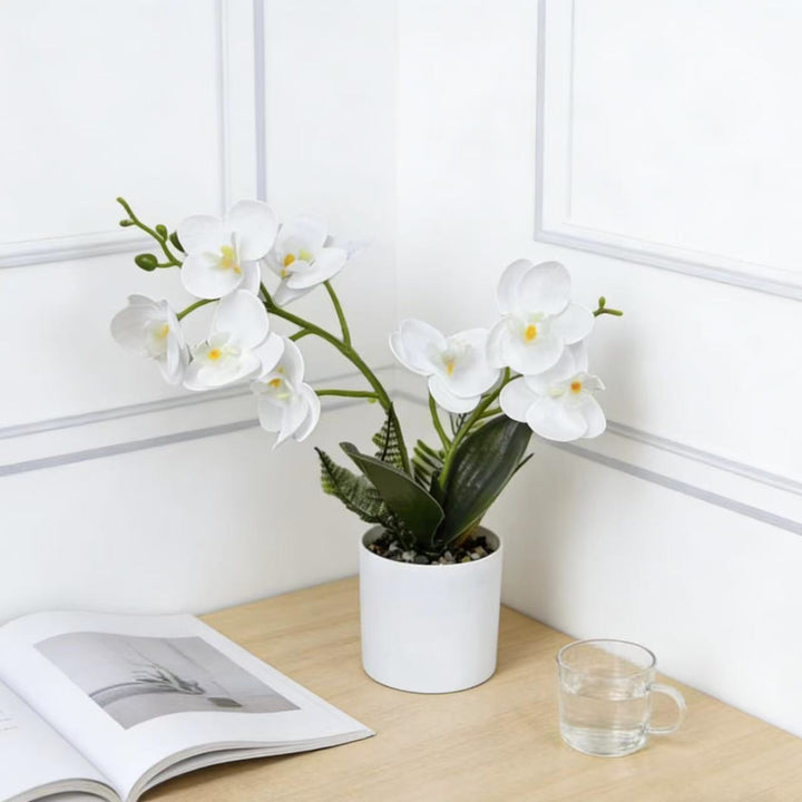 Lifelike Artificial Orchid Plant Arrangement for Indoor Display