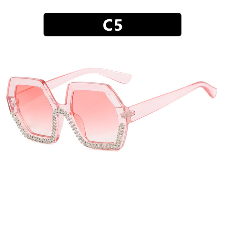 Women's extravagant sunglasses with hexagonal frame and rhinestone accents Stornfield