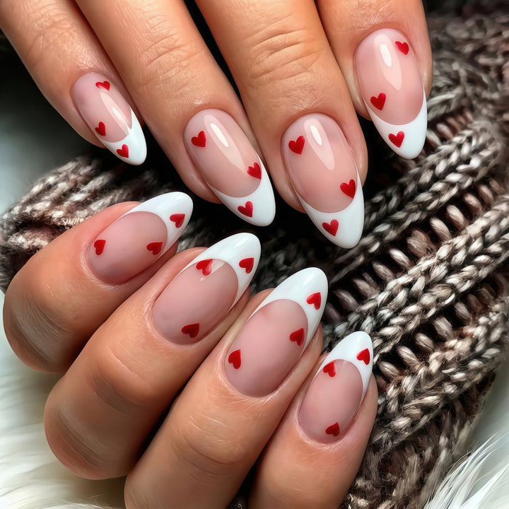 Artificial nails with romantic heart decorations Stornfield