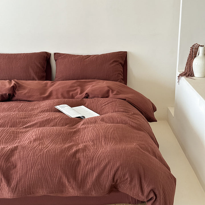 Premium cotton bedding set with fine pleated structure and hidden zipper