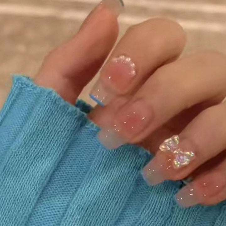 Glittery French Tip Press-On Nail Set Stornfield