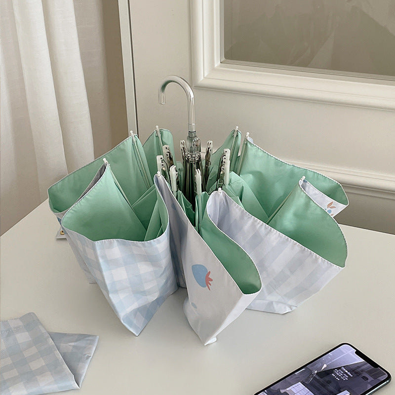 Women's elegant compact umbrella with Gingham pattern Stornfield