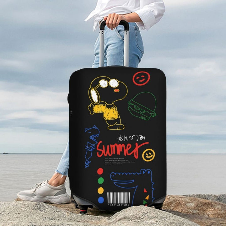 Unisex nano elastic suitcase cover with durable stretch material, zip opening and contrasting comic print Stornfield