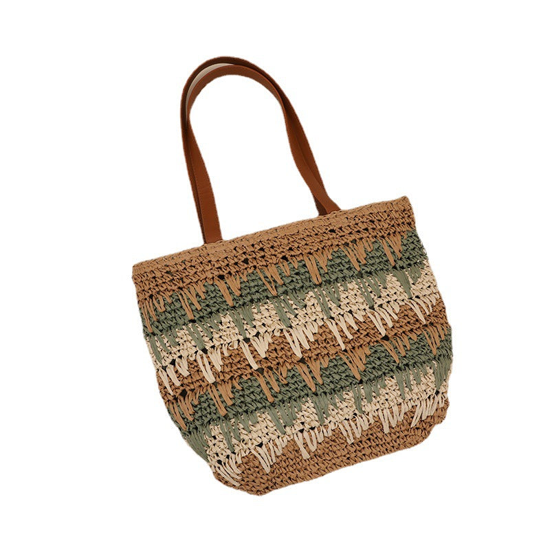 Braided tote bag with unique pattern mix Stornfield