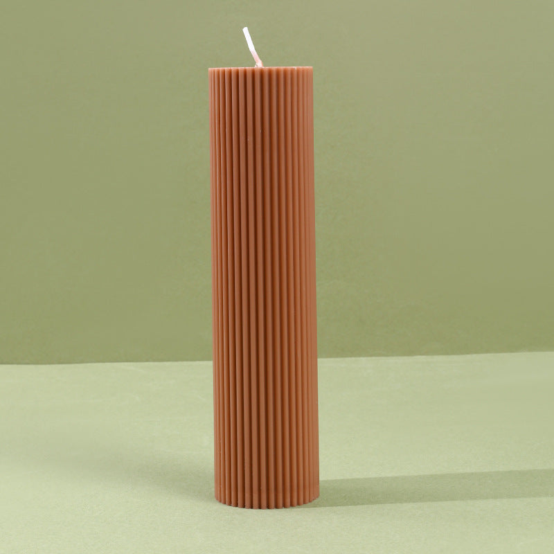 Decorative Tall Ribbed Column Candle for Home Ambience