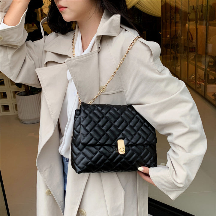 Quilted Chain-Handled Evening Handbag