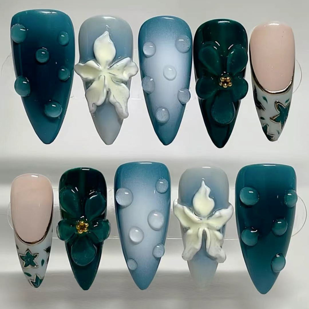 Decorative Press-On Nail Art with Floral Elements Stornfield