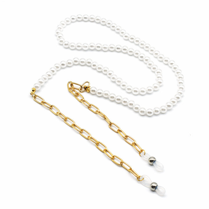 Elegant Pearl and Gold Chain Eyewear Holder Stornfield