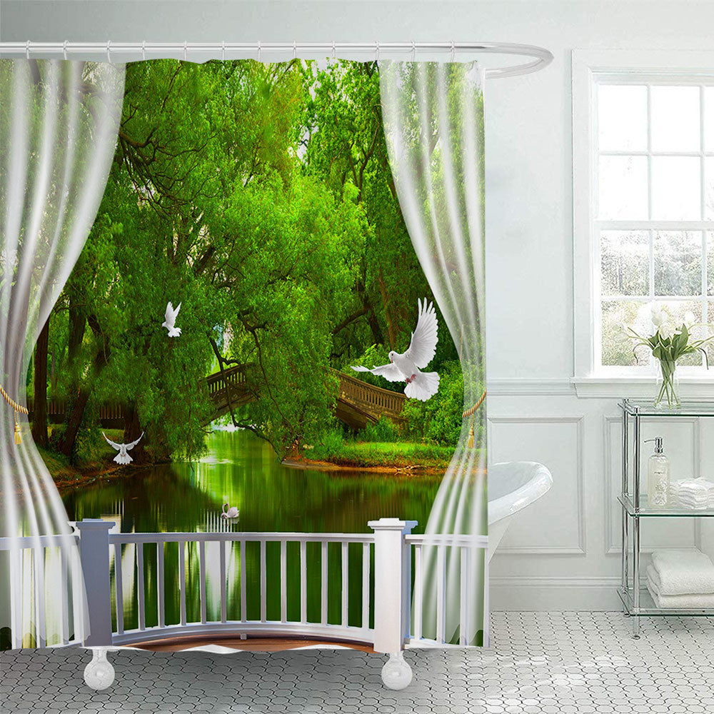 Scenic Garden Print Shower Curtain Stornfield