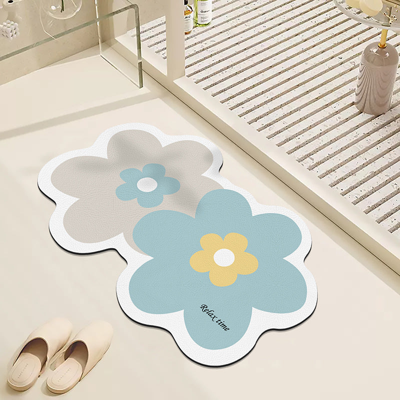 Floral Design Bath Mat for Bathroom