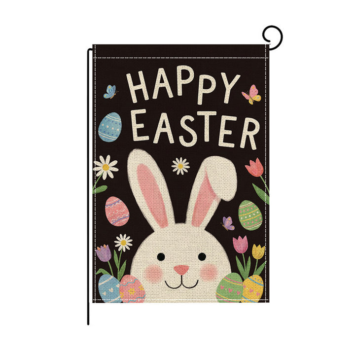 Decorative Outdoor Burlap-Texture Easter Garden Flag with Double-Sided Print and Pole Sleeve