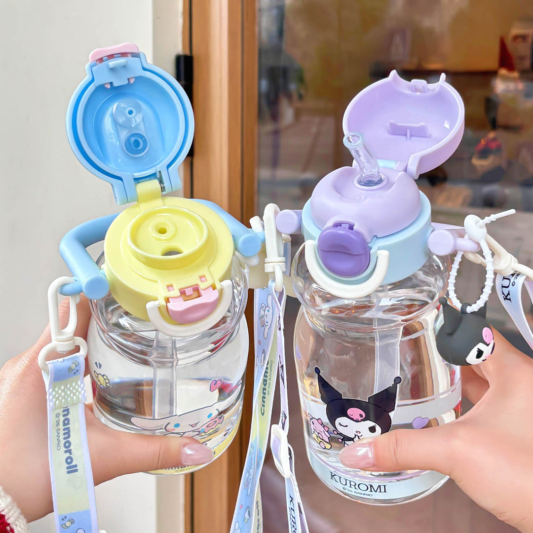 Women's water bottle with high-quality silicone carrying handle and playful character design Stornfield