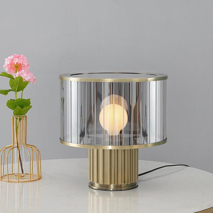 Modern Glass Table Lamp with Elegant Ribbed Base
