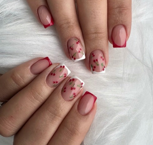 Floral French Tip Nail Art Stornfield 1789914984