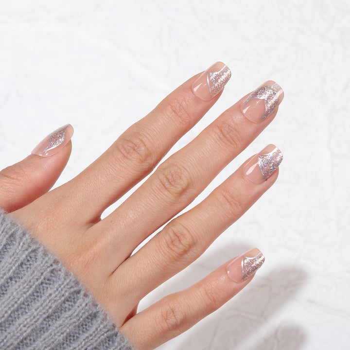Glittery French Tip Press-On Nails Stornfield